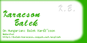karacson balek business card